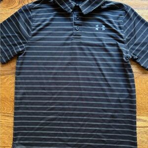 Under Armour Youth Large Black Striped Polo Shirt